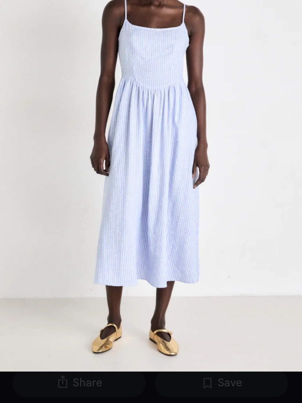 GAP Light Blue & White Striped Midi Sundress